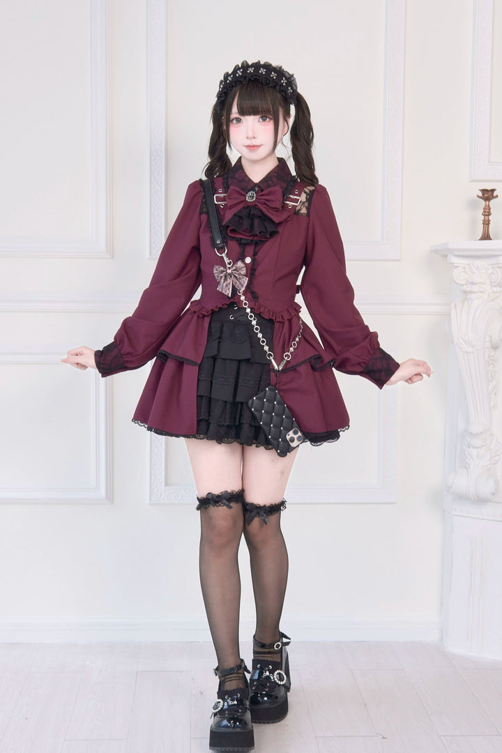 Light Gothic Blouse, Long Tiered Hem, Back Shirring 43588:780731
