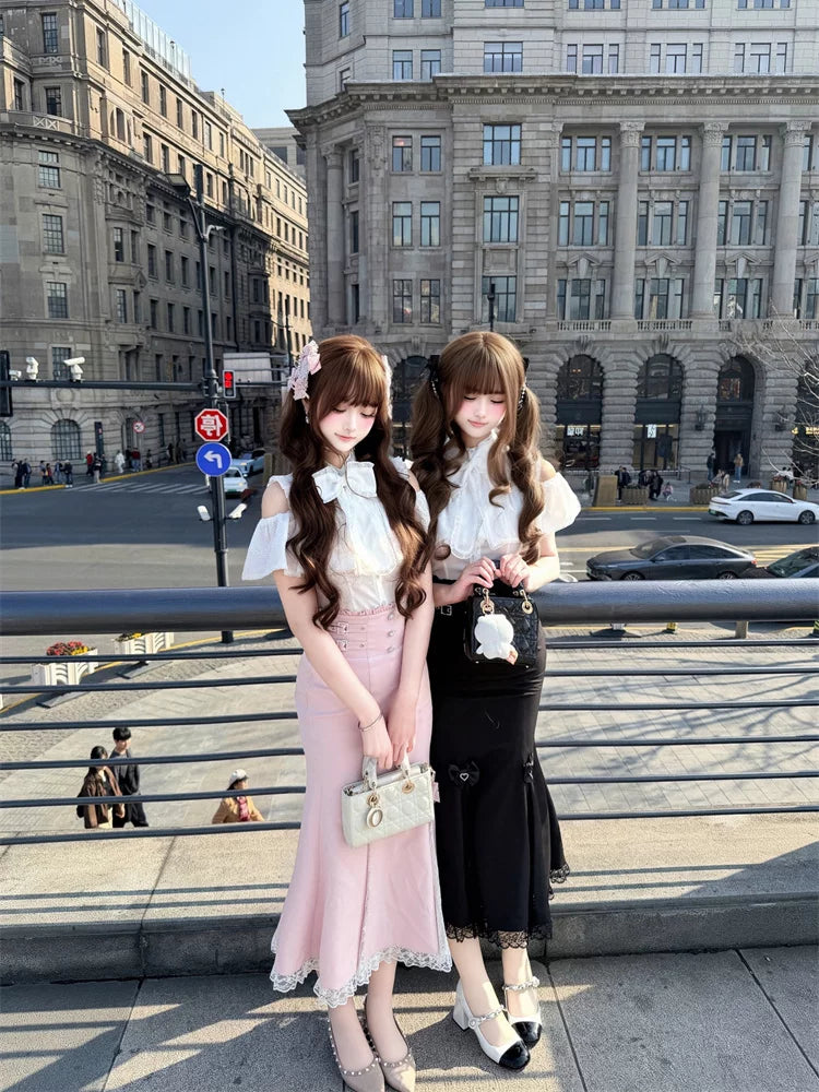 Seiso Kei Mermaid Skirt Set, Open Shoulder Blouse 45577:855994