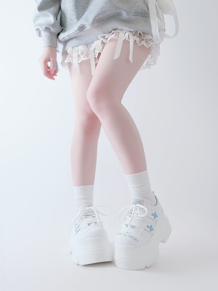 Tenshi Kaiwai Platform Shoes with Embroidered Cat and Cross 42361:737250