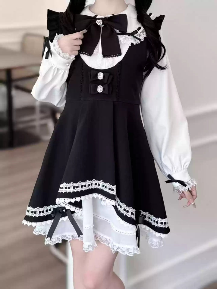 Jirai Kei Dress Set Bunny Ear Blouse Suspender Skirt Set 41440:699120