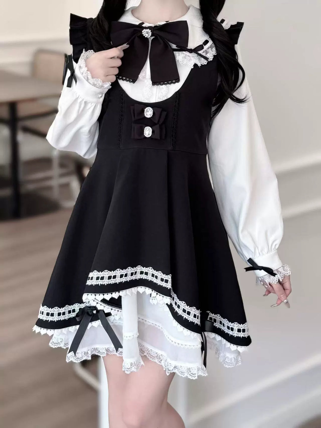 Jirai Kei Dress Set Bunny Ear Blouse Suspender Skirt Set 41440:699124