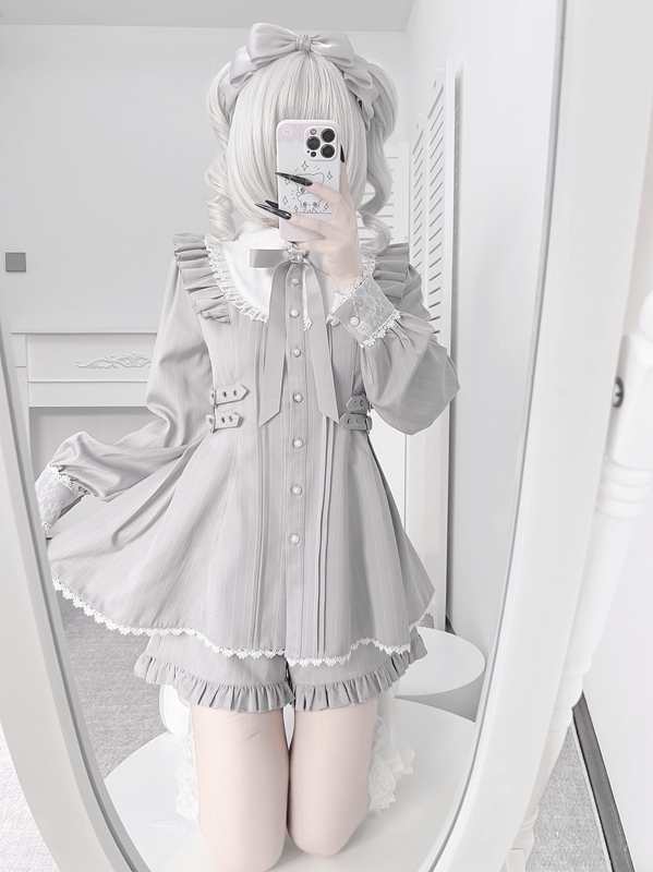 Jirai Kei Set Up, Adjustable Buckles, Elastic Waistband Shorts 44772:827878