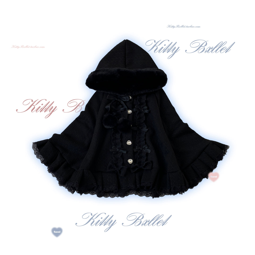 Sweet Style Winter Hooded Cape, Heart Rhinestone 42542:744641