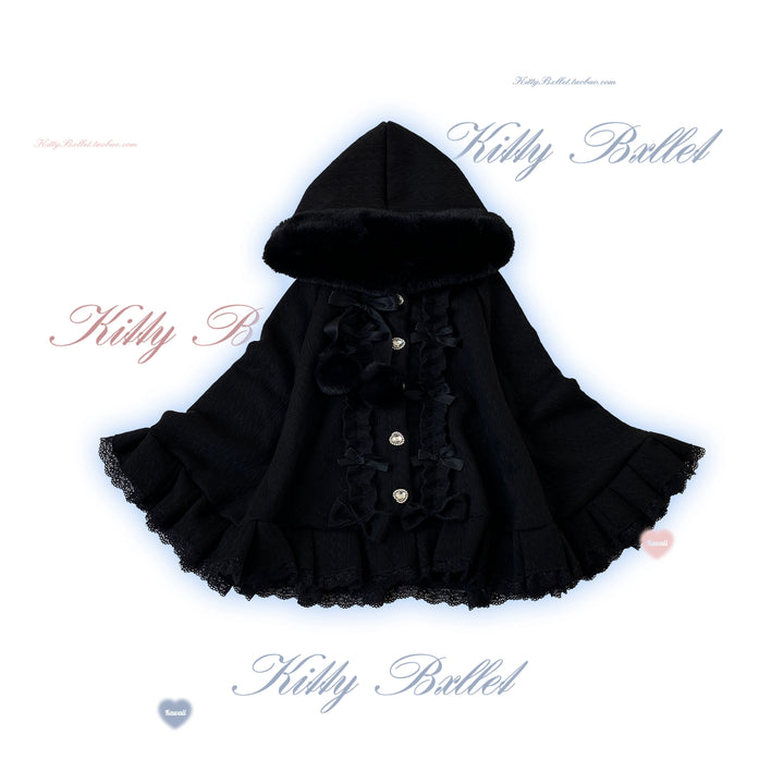 Sweet Style Winter Hooded Cape, Heart Rhinestone 42542:744641