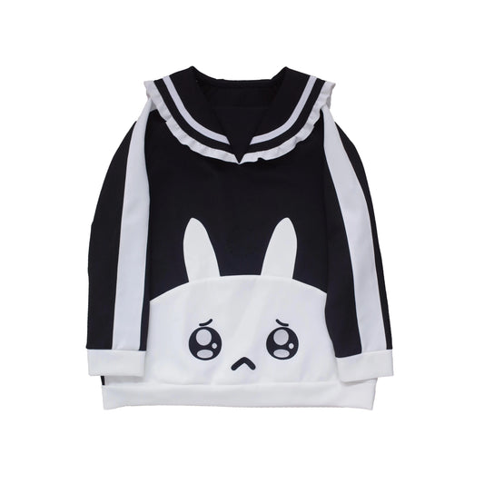 Jirai Kei Black White Hoodie With Bunny Design (M) 29460:346932
