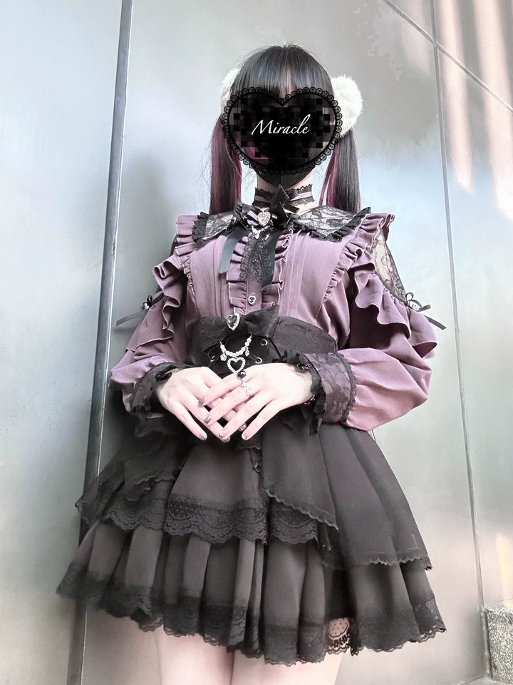 High-waist Jirai Kei Skirt, Pearl & Rhinestone Accents 44782:826682