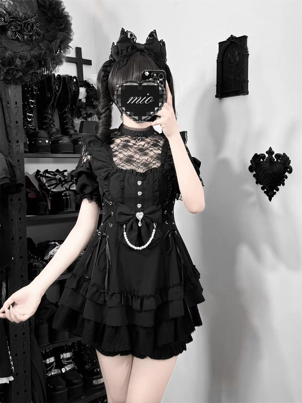 Ryousangata Dress and Shorts Set, Heart & Lace 45812:862923