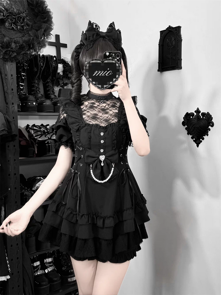 Ryousangata Dress and Shorts Set, Heart & Lace 45812:862923