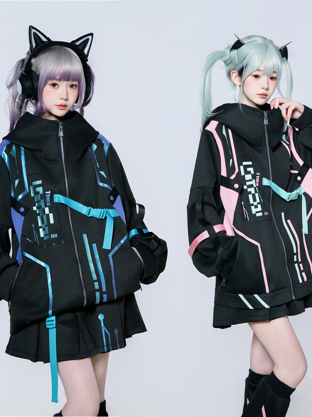 Cyberpunk Fashion, Unisex Jacket and Skort Set 44425:810170