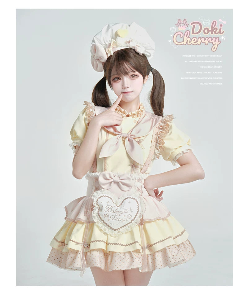 Kawaii Lolita Baker-Inspired Blouse, Suspender Skirt 44466:809174