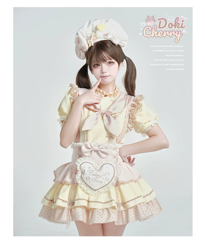 Kawaii Lolita Baker-Inspired Blouse, Suspender Skirt 44466:809174