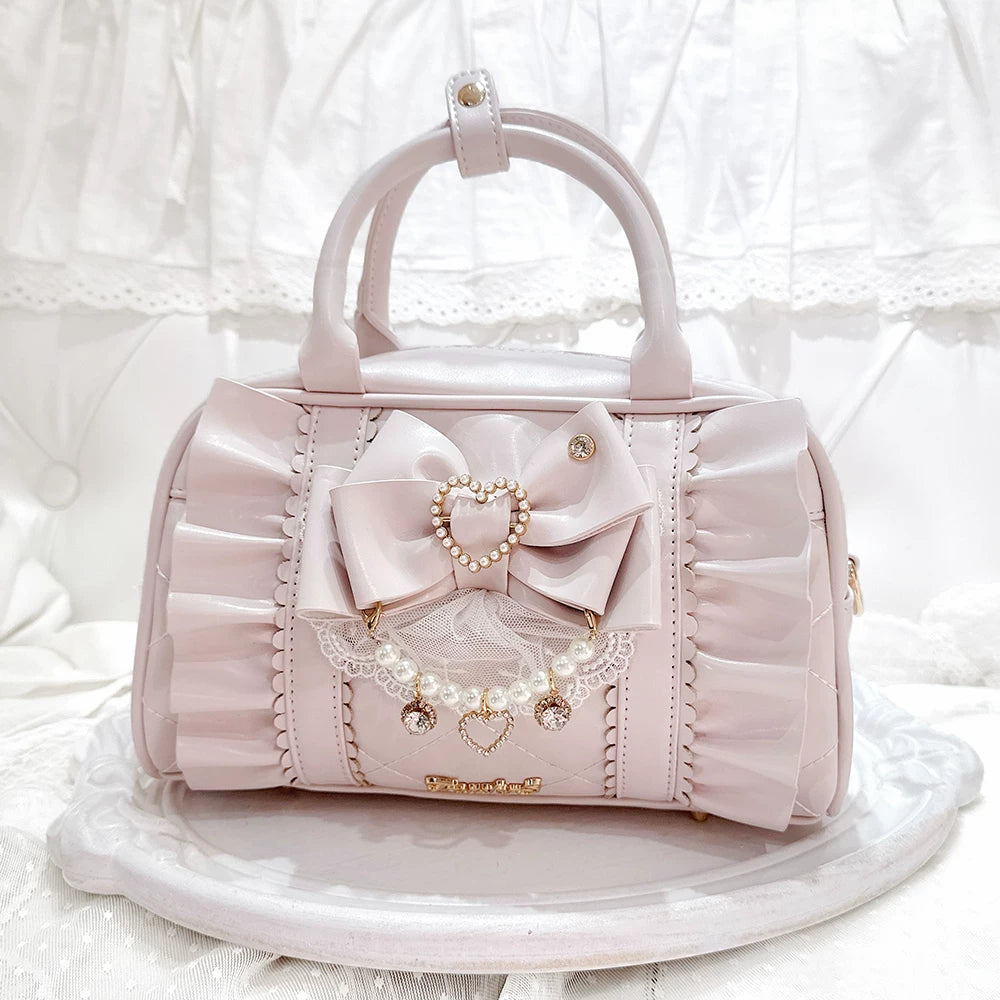 Jirai Kei 2-Way Handbag, Bow-Pearl Side Charm 44558:813667