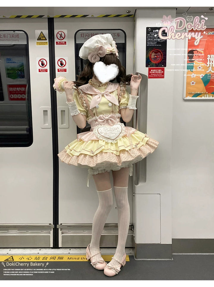 Kawaii Lolita Baker-Inspired Blouse, Suspender Skirt 44466:809191