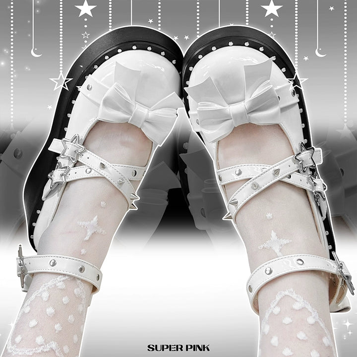 Punk Shoes Round-Toe Platform Shoes Rivet Y2K Shoes 38054:603400