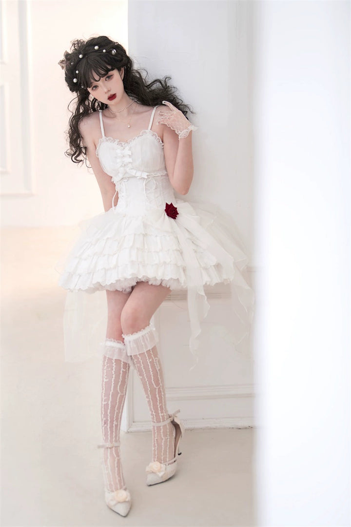 Gothic Lolita Dress Black White Corset Dress Rose JSK 36472:515990 36472:515990