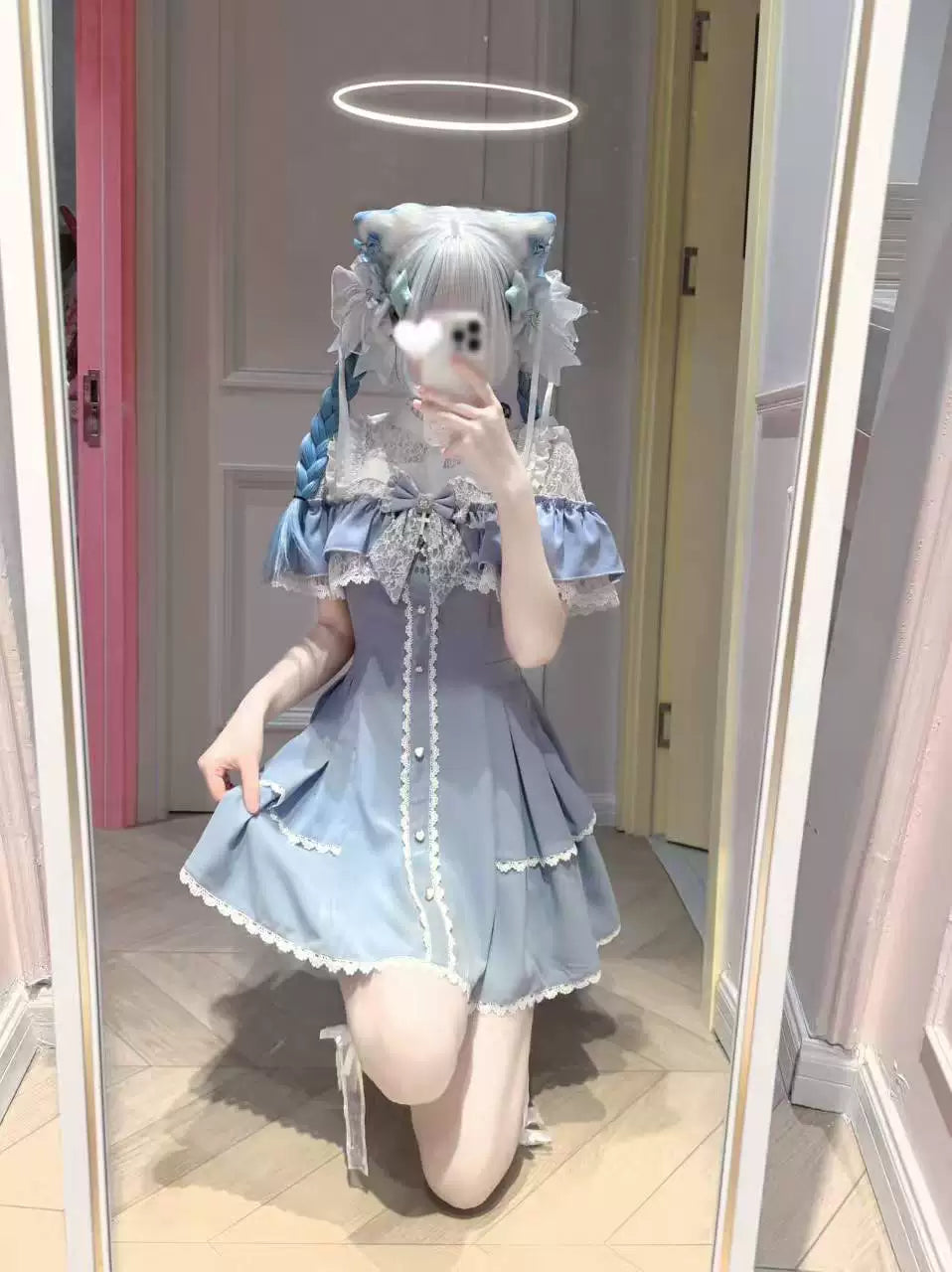Flounce Cape Jirai Kei Dress, Cross Pendant 43780:859806