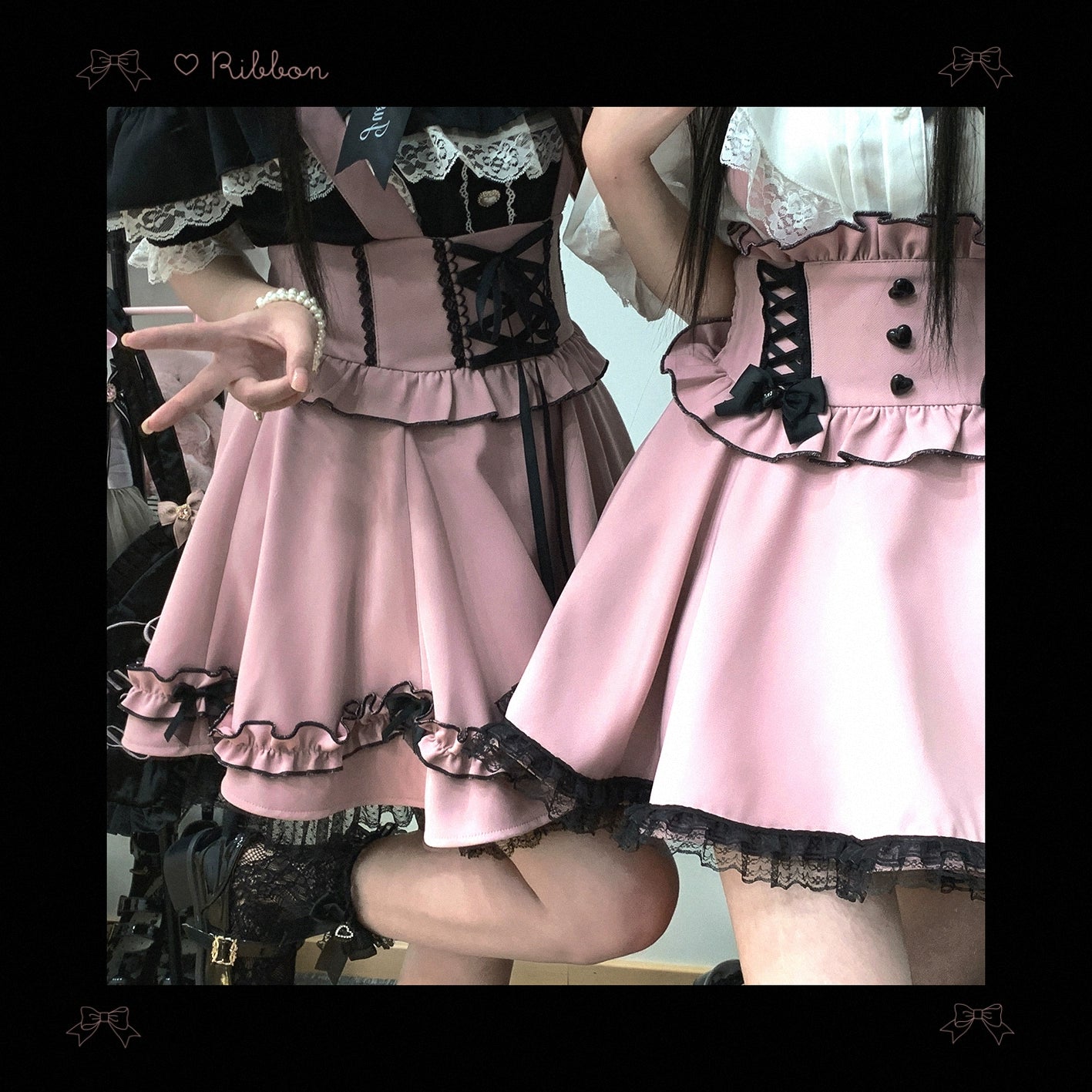 Jirai Kei Suspender Skirt Ruffled Lace Strap Salopette 35372:544144