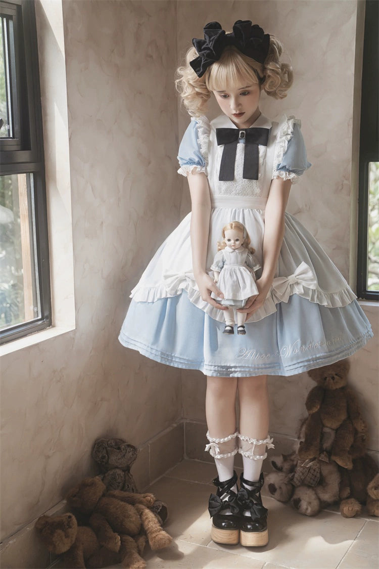 Classic Lolita Dress Short Sleeve Maid-style OP Dress With Apron 36474:562546