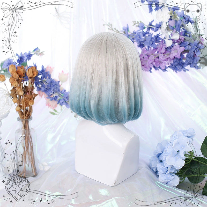 Lolita Wig Silver Bob Straight Bangs Wig Short Hair 35950:514194 35950:514194