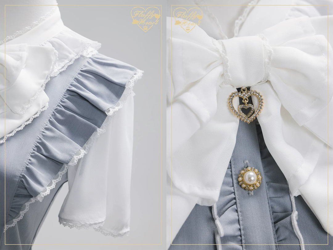 Jirai Kei Button Closure Dress Set Up, Chiffon Sleeves 45390:846543