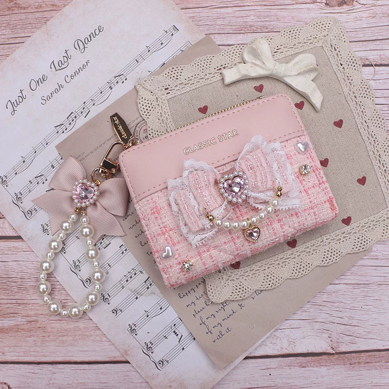 Ryousangata Rhinestone Wallet, Pom-Pom Pendant 45068:839558