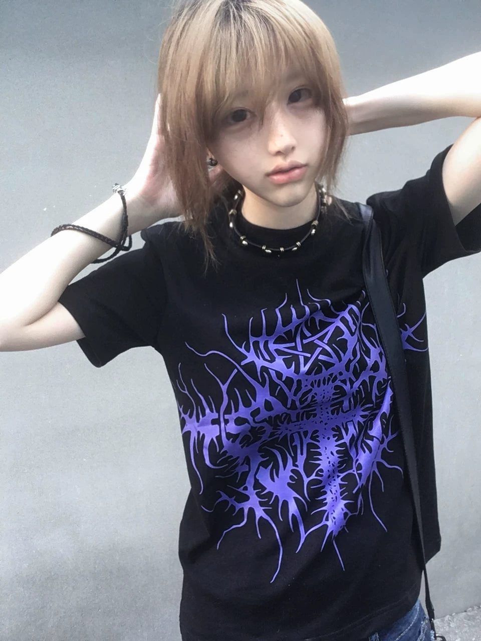 Cotton Subculture Cross Printed T-Shirt, Regular Shoulder 45696:859091