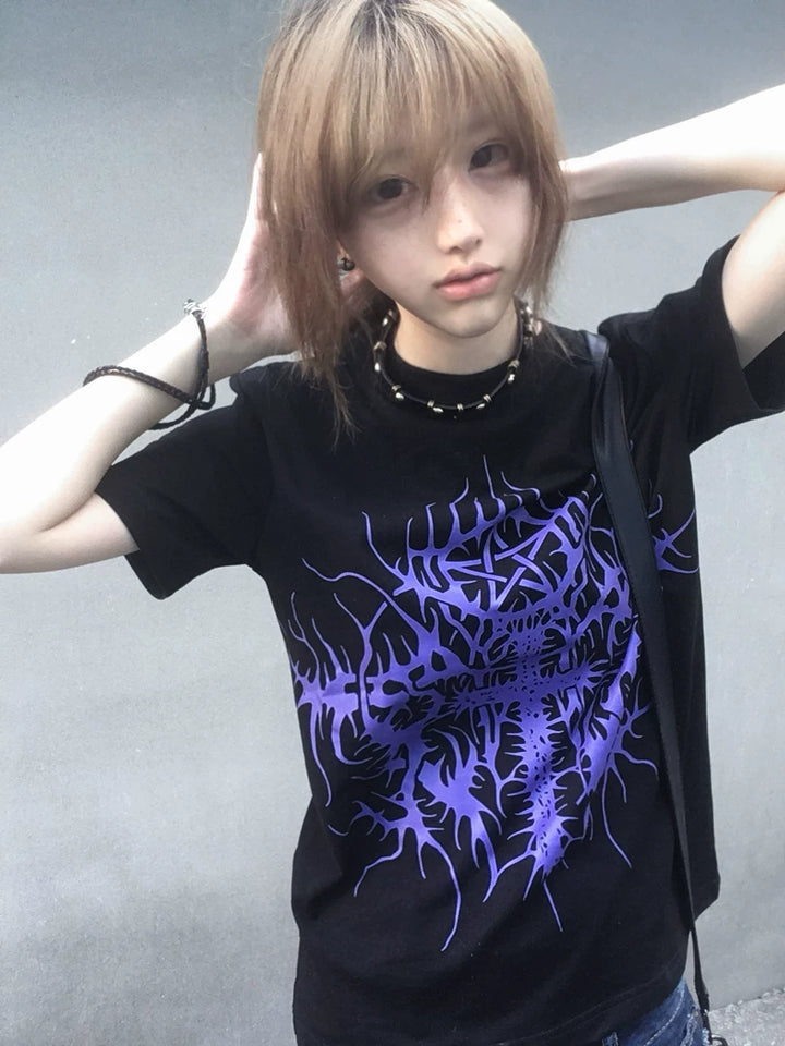 Cotton Subculture Cross Printed T-Shirt, Regular Shoulder 45696:859091