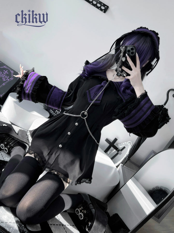 Sailor Collar Jirai Kei Dress Set, Detachable Armband 43864:788486