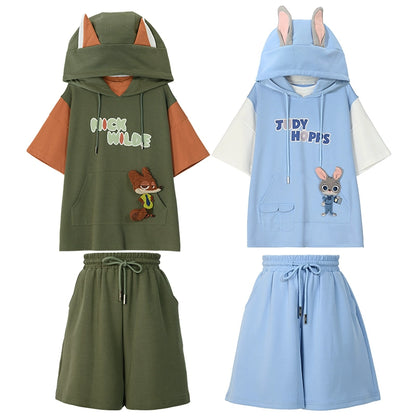 Cottagecore Hooded Kawaii Style Fake Two-pieces Sportswear Set 35890:546250 35890:546250