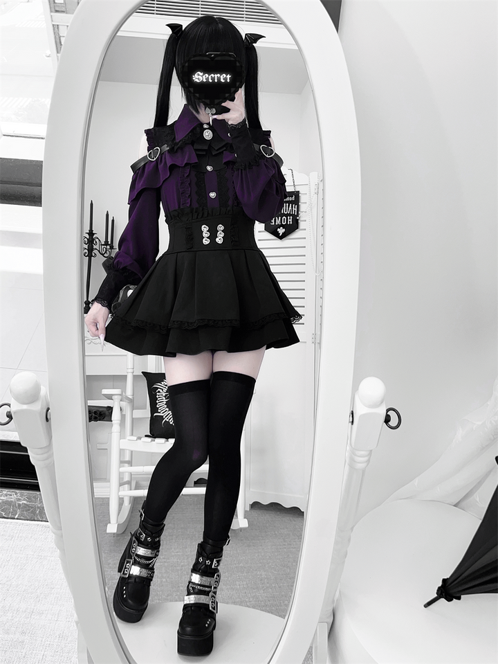 Lace-trimmed Jirai Kei Blouse, Multiple Colors 43878:788288