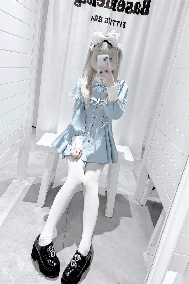 Jirai Kei Cape Design Dress and Pocketed Shorts Set 44526:811500