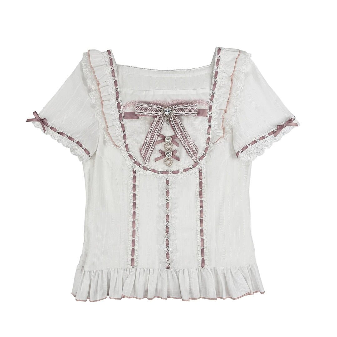 Jirai Kei Cotton Shirt, High-Waisted Suspender Skirt (2XL L M S XL / Pre-order) 45267:845212