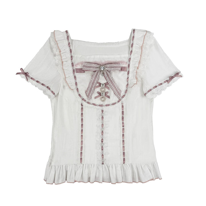Jirai Kei Cotton Shirt, High-Waisted Suspender Skirt (2XL L M S XL / Pre-order) 45267:845212