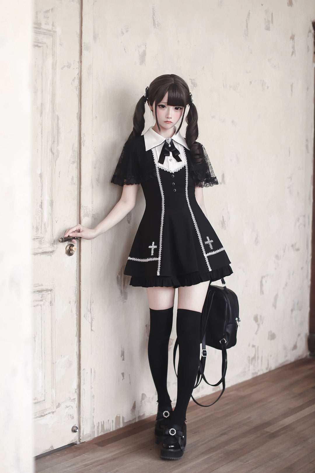 Jirai Kei Dress Set, Built-In Shawl (L M S) 45104:834983