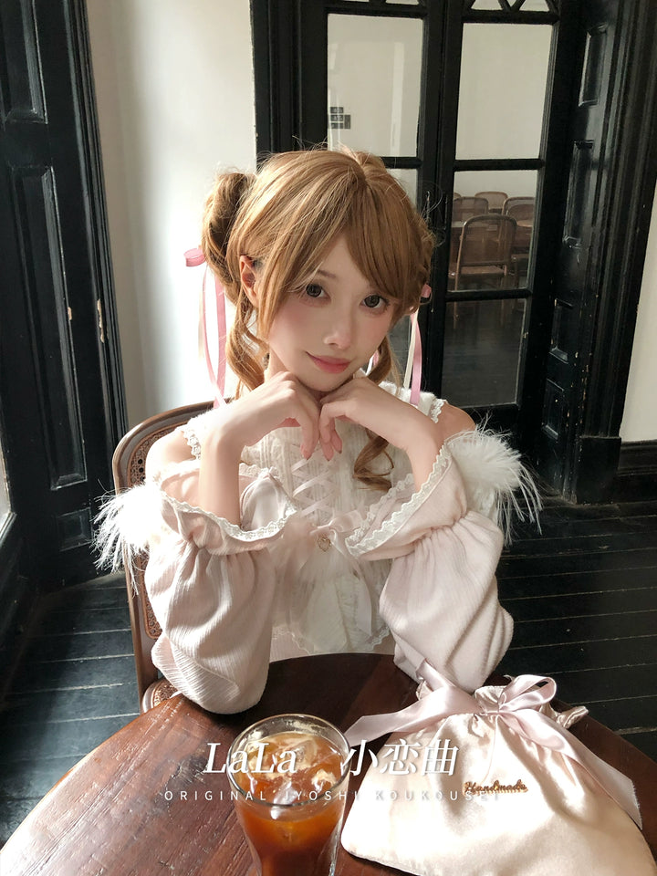 Seiso Kei Elegant Dress, Pink and White Knit 44113:796877