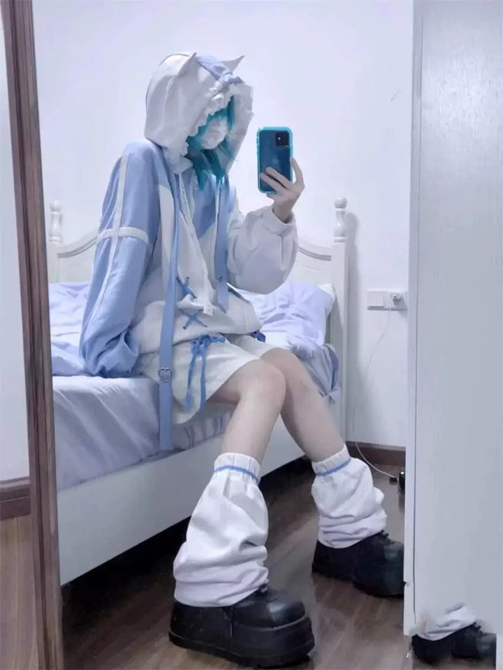 Tenshi Kaiwai Zip-Up Hoodie, Lace-Up 45461:850208