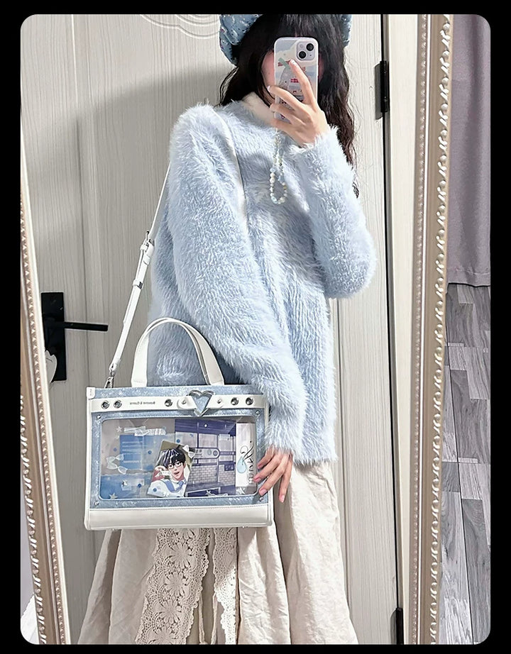 Japanese-Style Boxy Shape Ita Bag, Detachable Chain 45417:847811