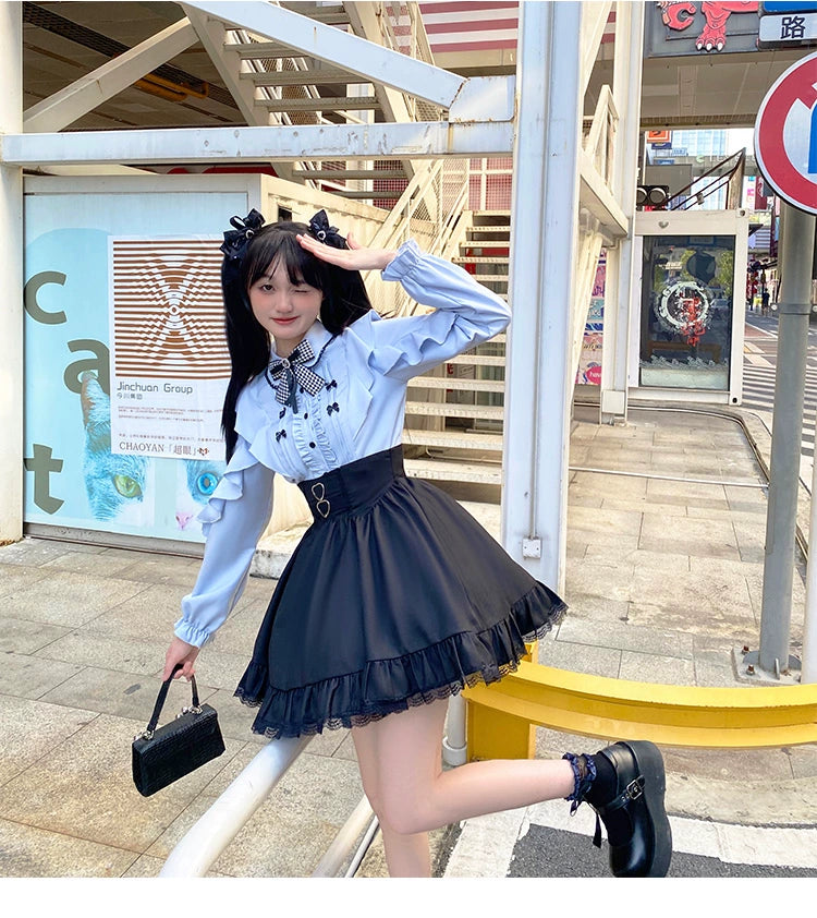 blue black blouse