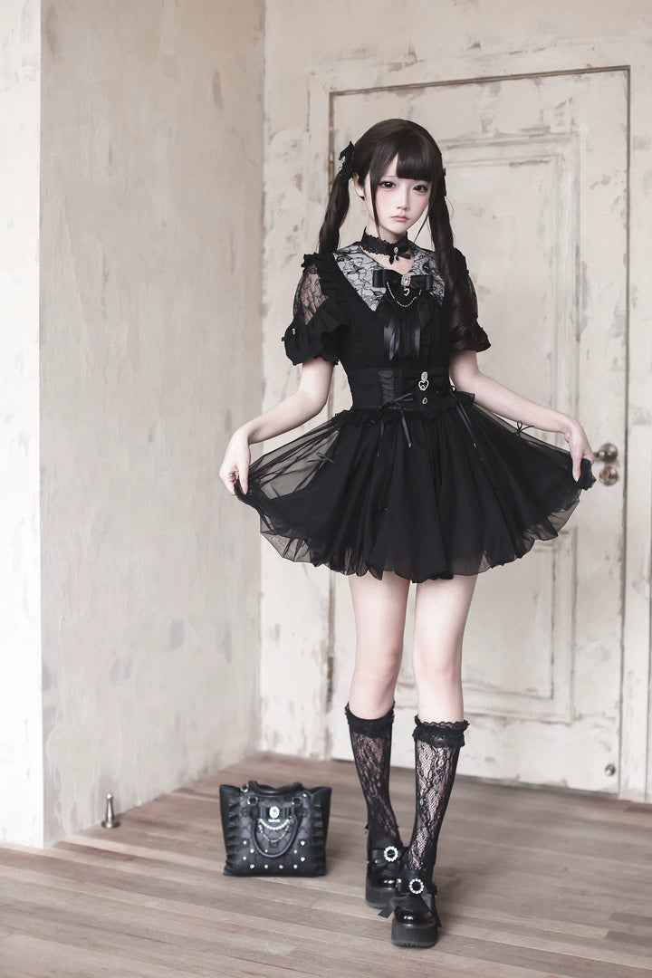 Jirai Kei Bubble Skirt, Rhinestone and Bows 45192:841899