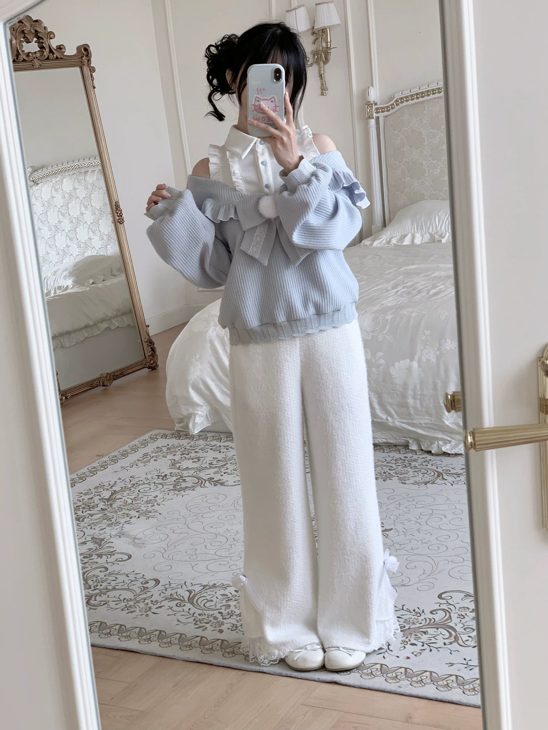 Sweet Pink Sweater Outfit, Skirt and Pants Available (L M S) 44756:826904