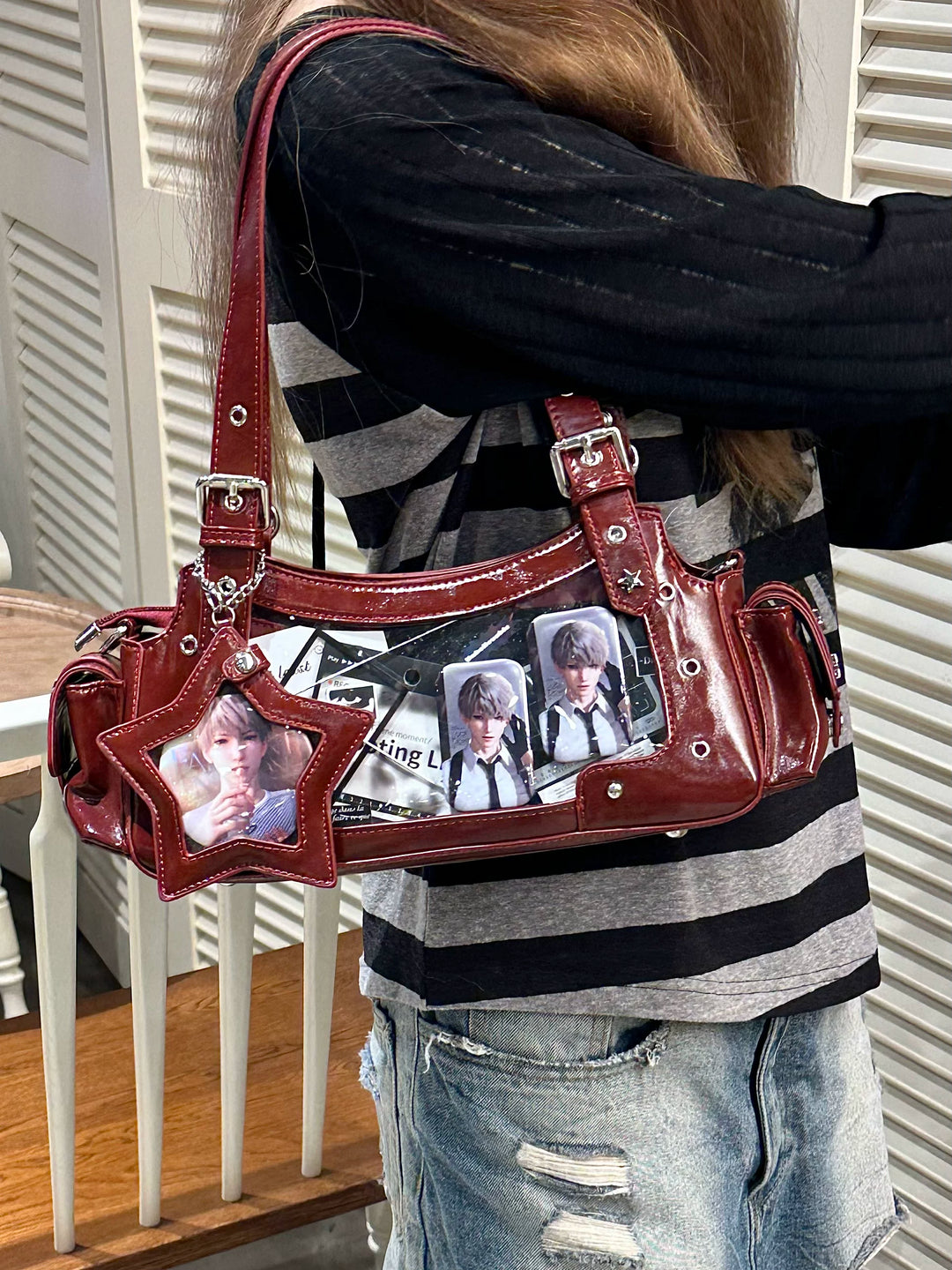 Punk Studded Ita Bag, Clear Window & Star Pouch 45416:847453