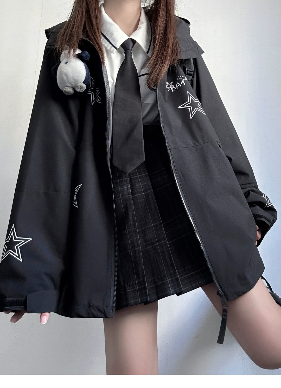 Harajuku Fashion Black Couples Jacket Coat 29246:340438 29246:340438