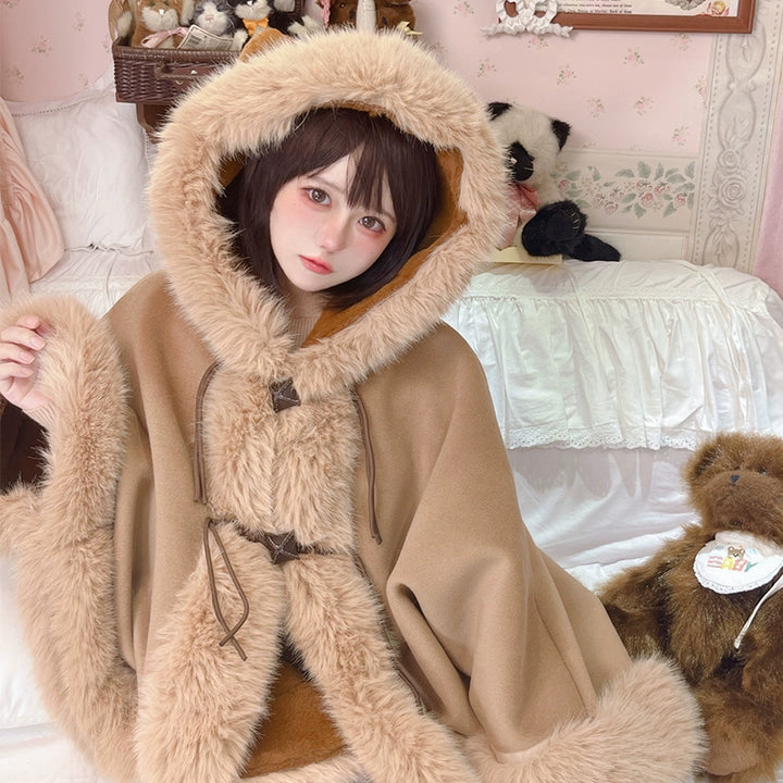 Sweet Lolita Winter Coat Cat Ear Woolen Cloak Kawaii Lolita Cape 40288:667748