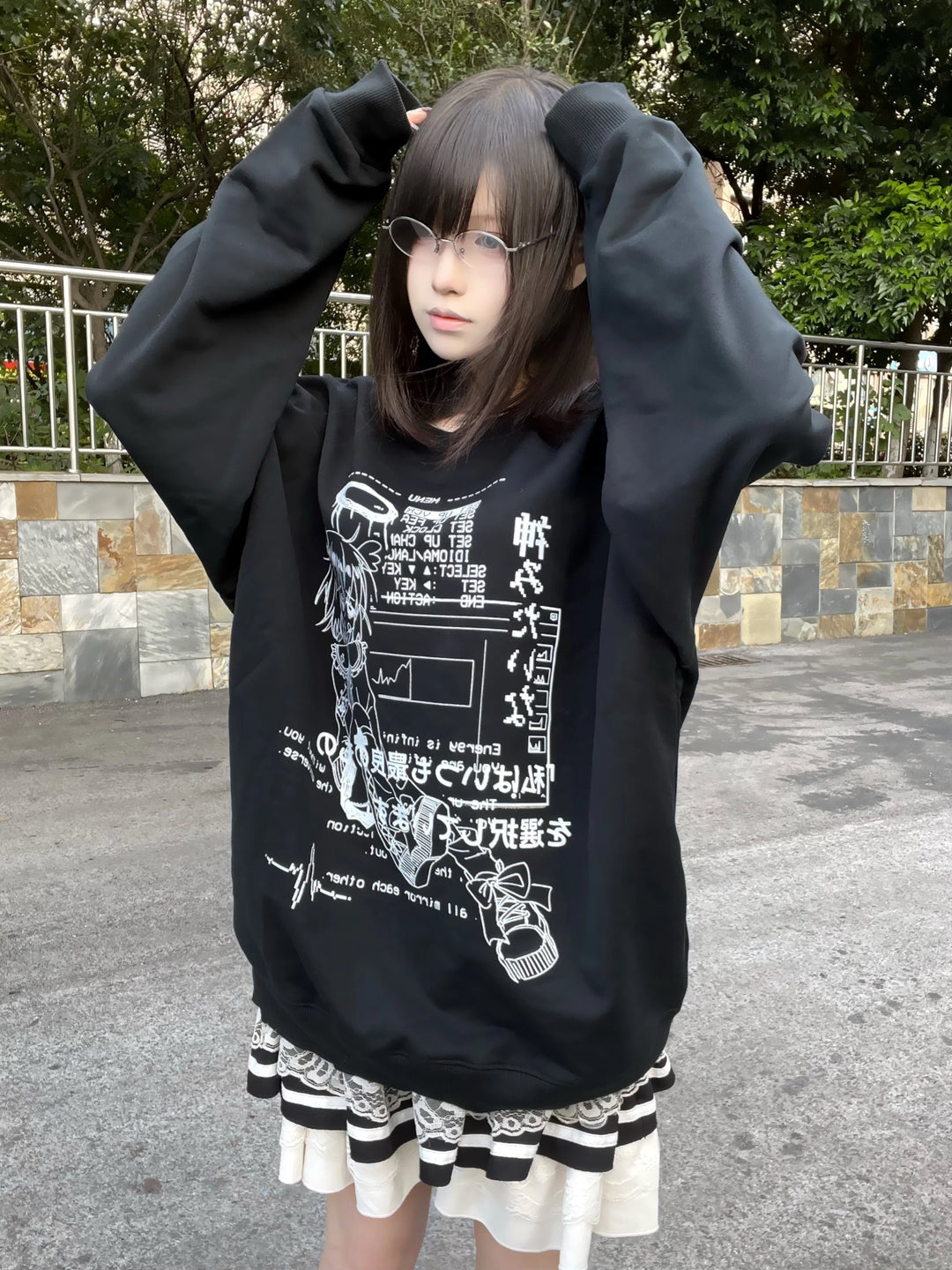 Jirai Kei Sweatshirt Cyber Punk Anime Print Shirt 39744:635338