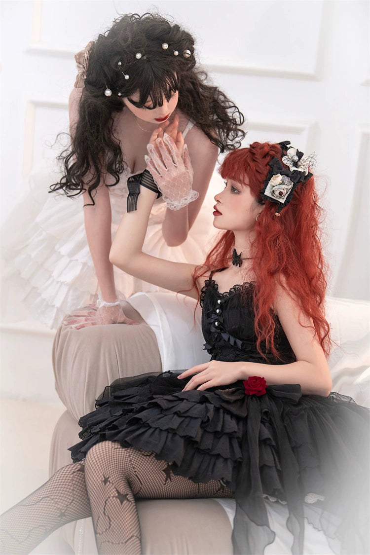 Gothic Lolita Dress Black White Corset Dress Rose JSK 36472:515998 36472:515998