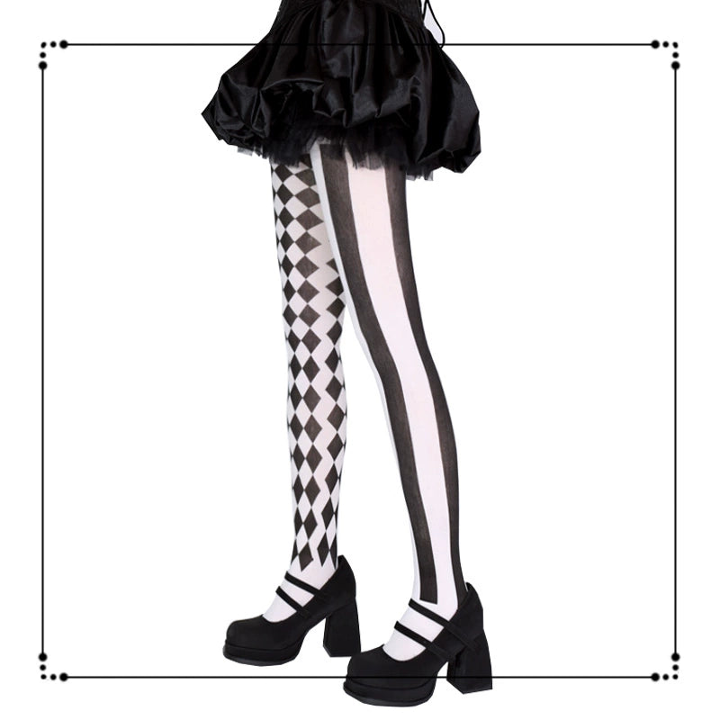Halloween Style Striped & Checkered Pantyhose 44086:795487