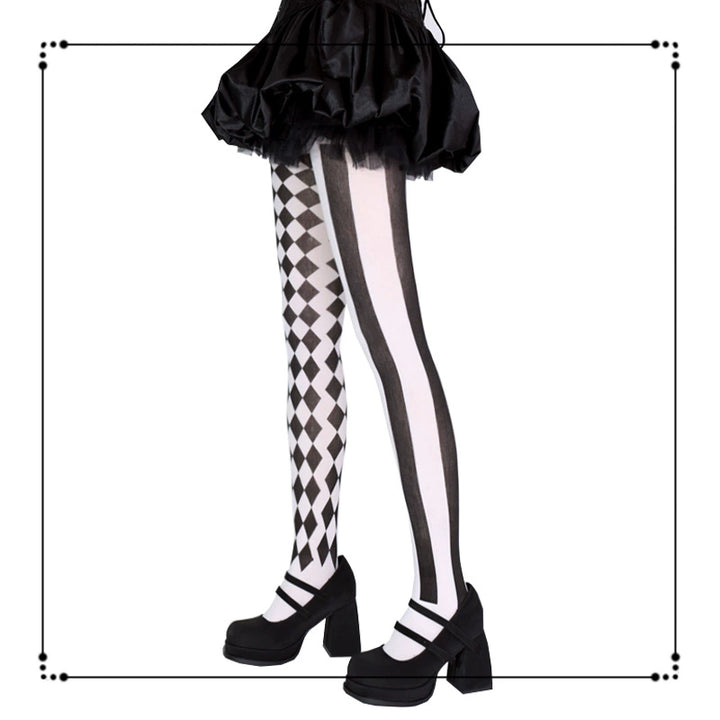Halloween Style Striped & Checkered Pantyhose 44086:795487