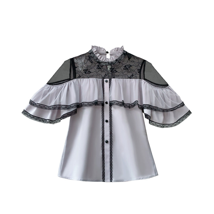 Black Long Jirai Kei Skirt With Elegant Purple Cape Blouse (L M S XL) 43111:766063