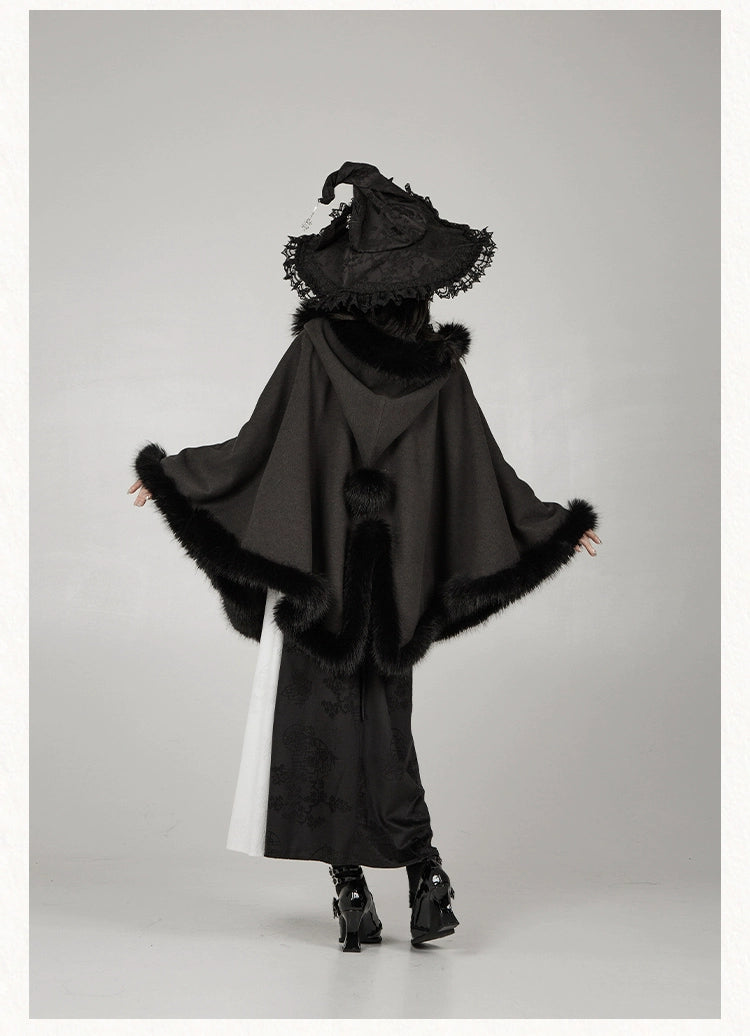 Gothic Lolita Cape Vibrant Hooded Coat Winter Fleece Cloak 40298:707534