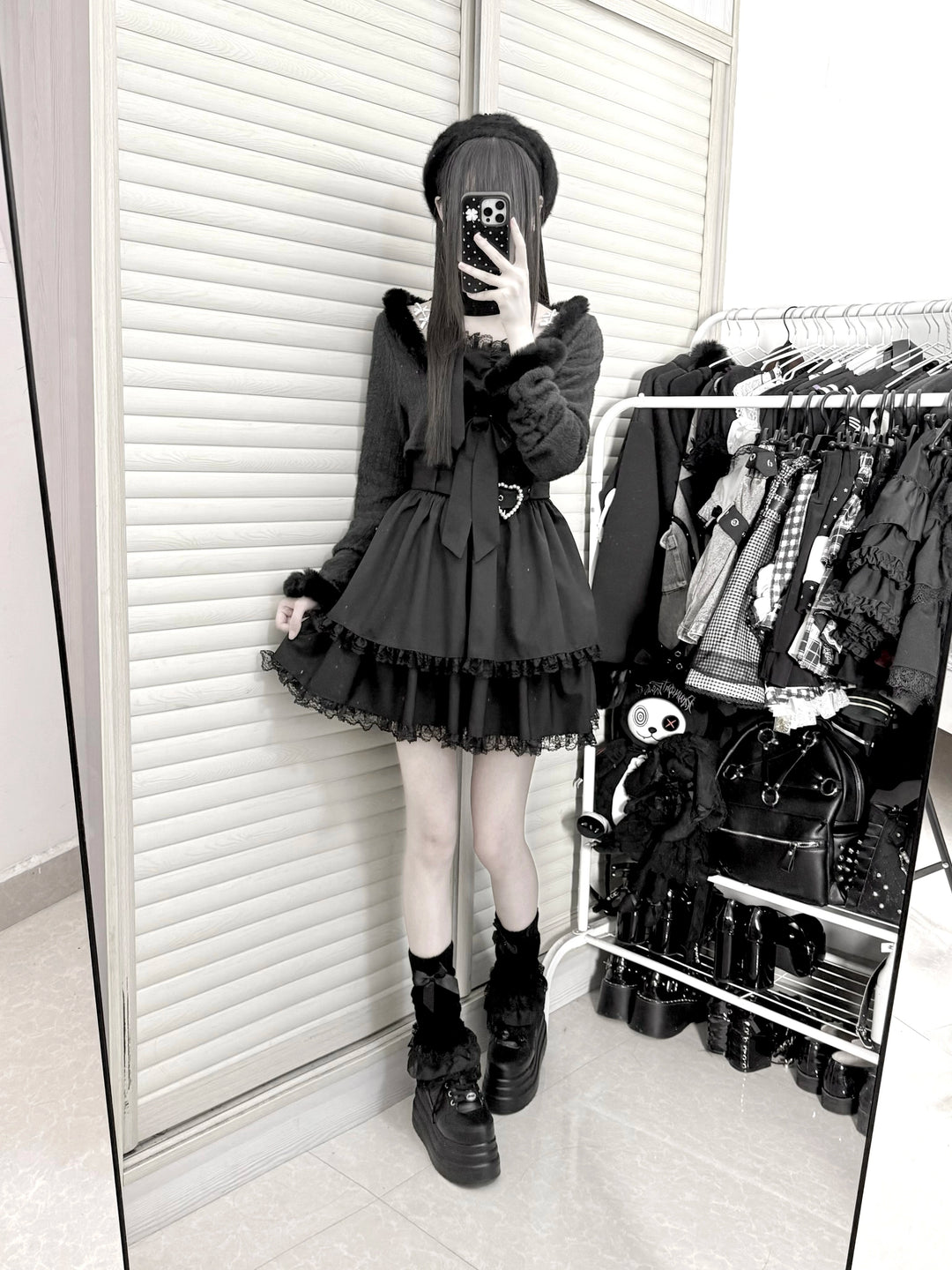 Jirai Kei Camisole Dress, Cropped Outerwear 44084:796564